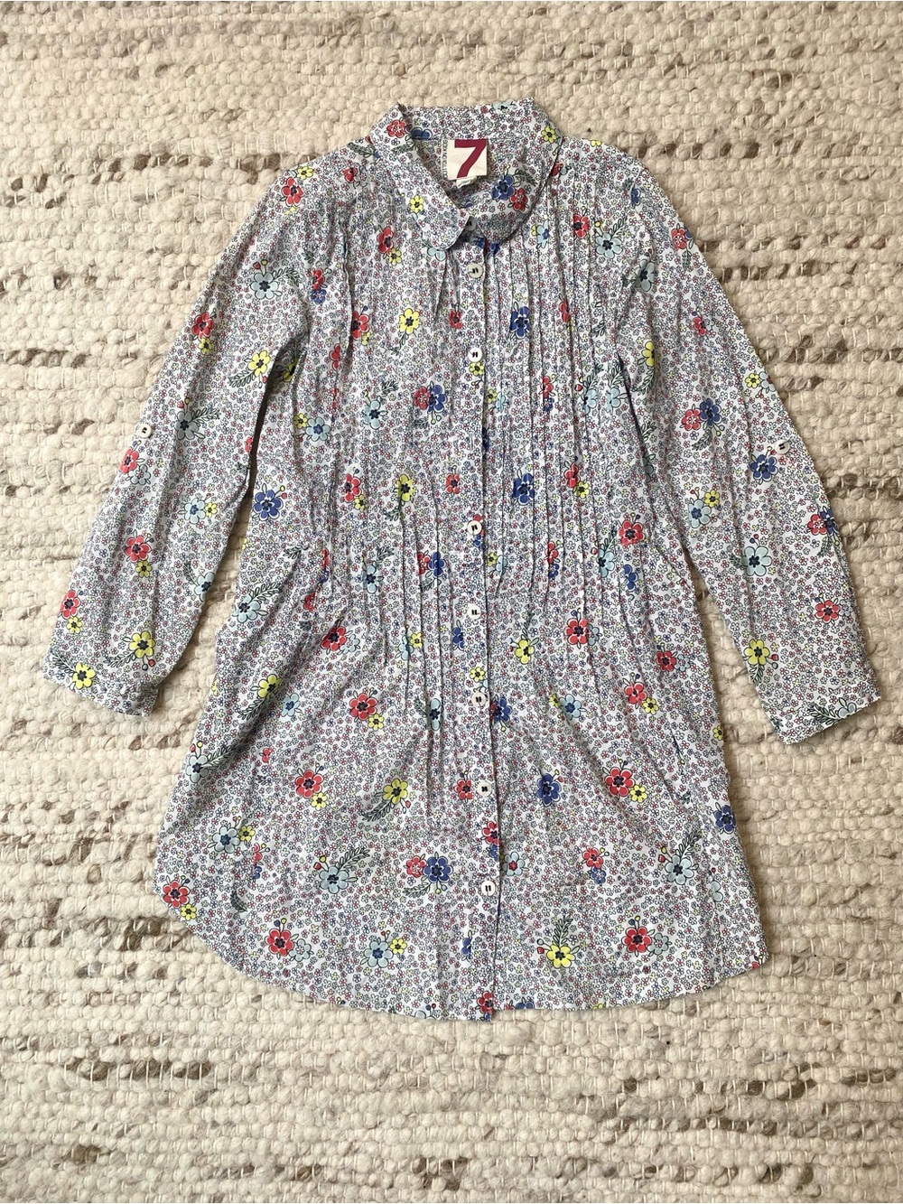 Cotton On Kids Floral Pintuck Shirt Dress, Size 7 - Picture 2 of 9